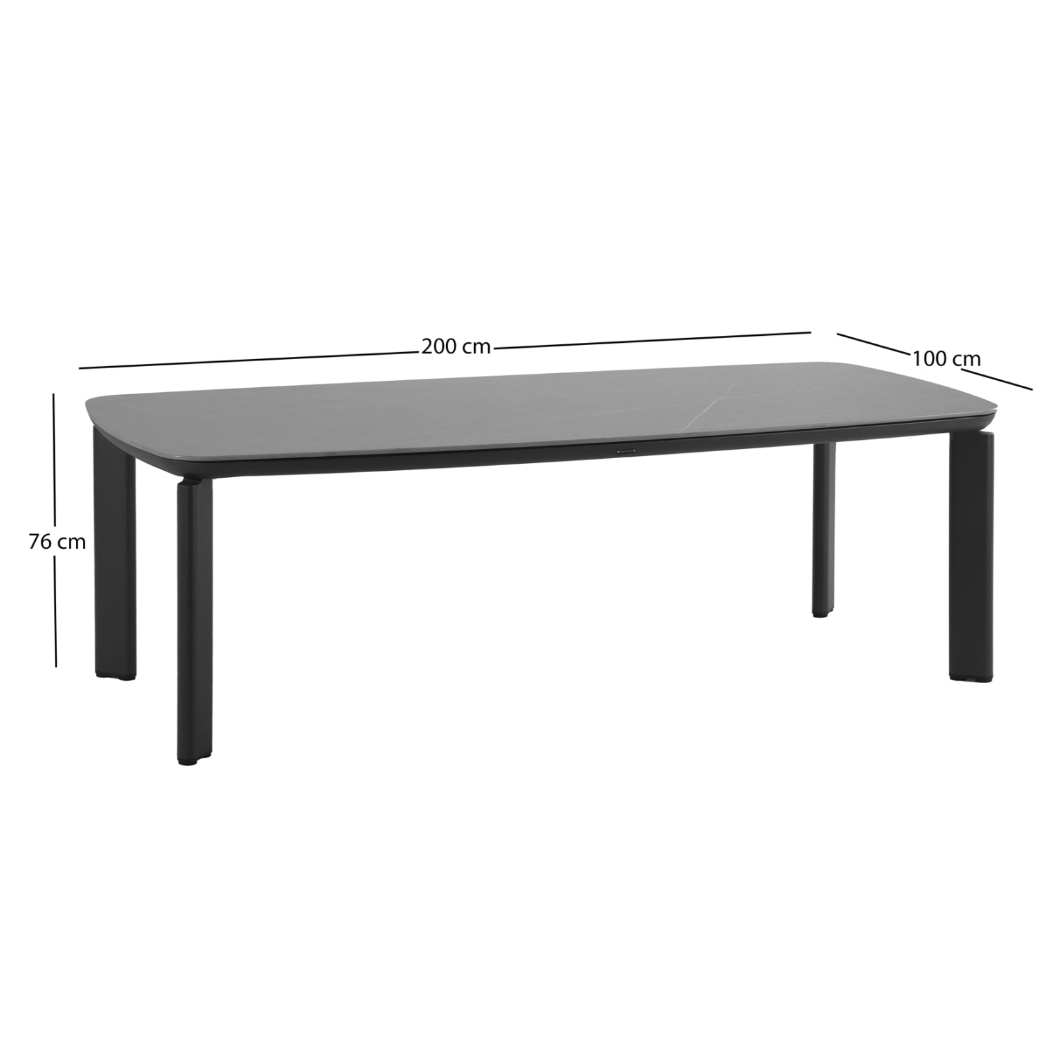 Трапезна маса Монтепулчиано 200x100x76 см антрацит алуминий и сив Sintered S