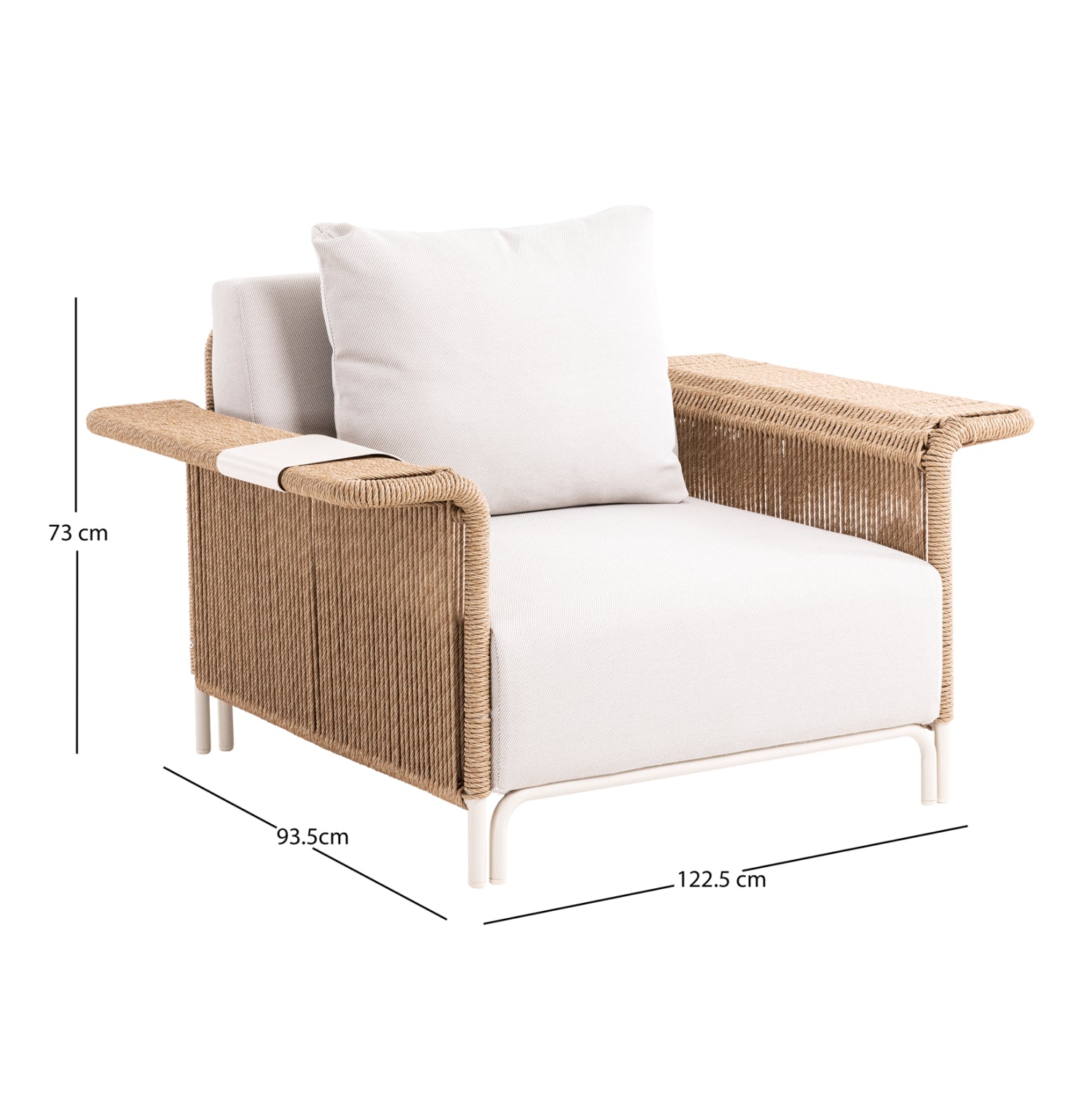 Полутрапезна фотьойл Lounge Азалия крем алуминий-PE wicker 122.5x93.5x