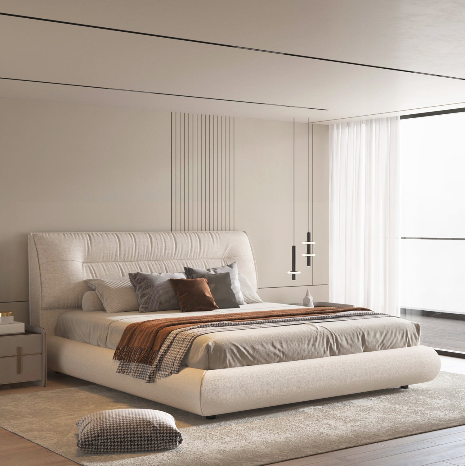 Детско легло Ascott с ракла екрю плат за матрак 160x200 см