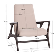 Полутрапезна фотьойл Lounge Arya, дърво teak, черно-екрю букле, 92x80x