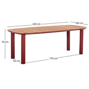 Трапезна маса Кортона червен алуминий-дърво teak 220x100x75