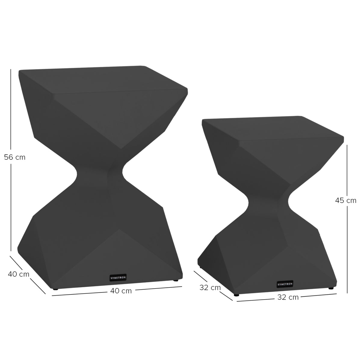 Комплект помощни масички Бунгало алуминий сив 40x40 и 32x32 см