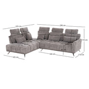Диван лява ъглова 5-местен MYRON SM3318.01L сив плат 290x110-225x110 с
