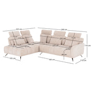 Диван лява ъглова 5-местен MYRON SM3318.02L екрю плат 290x110-225x110