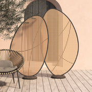 Параван алуминий KOMORABI (S) антрацит с бежова wicker рамка 108x33x16
