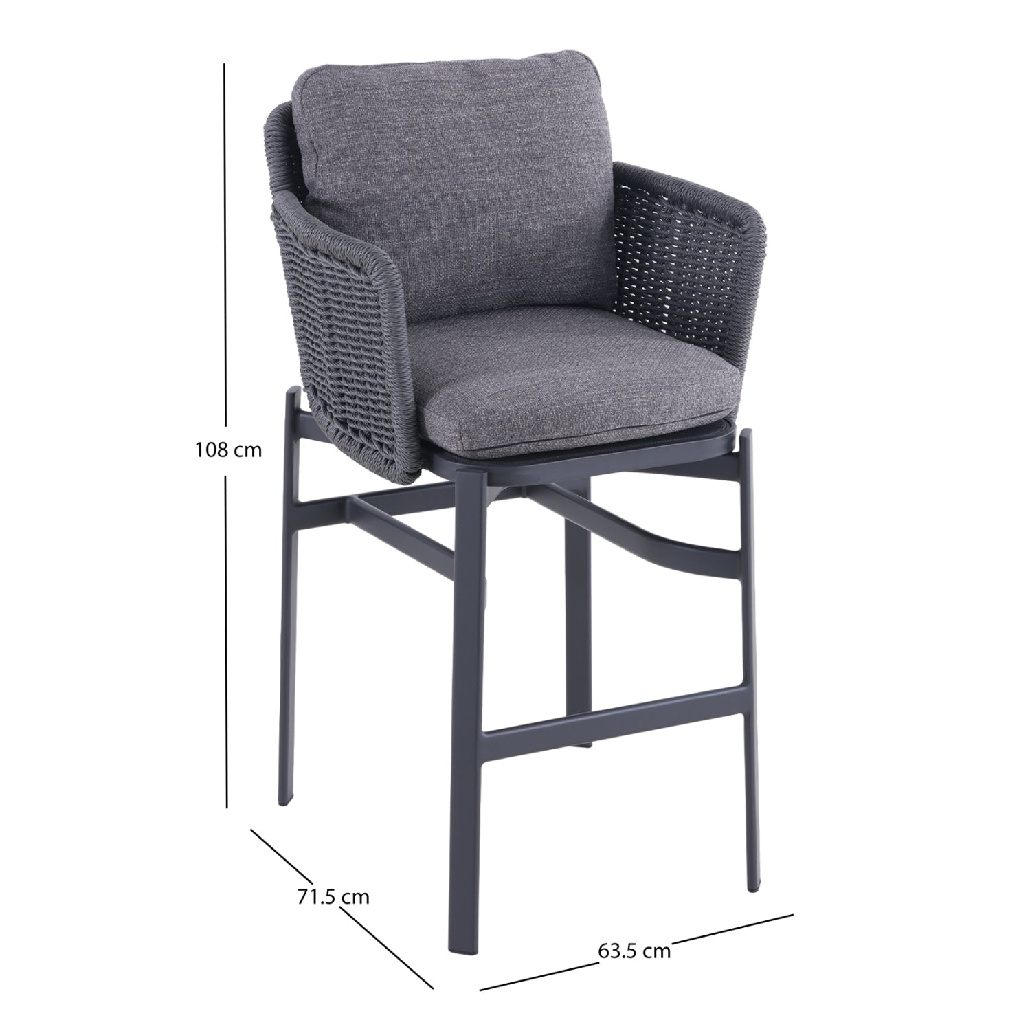 Бар стол серия DESTINY антрацит алуминий-сив WICKER 71.5x63.5x108