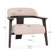 Фотьойл Lounge Triad от тиково дърво с черно-екрю плат 77x75,5x67 см