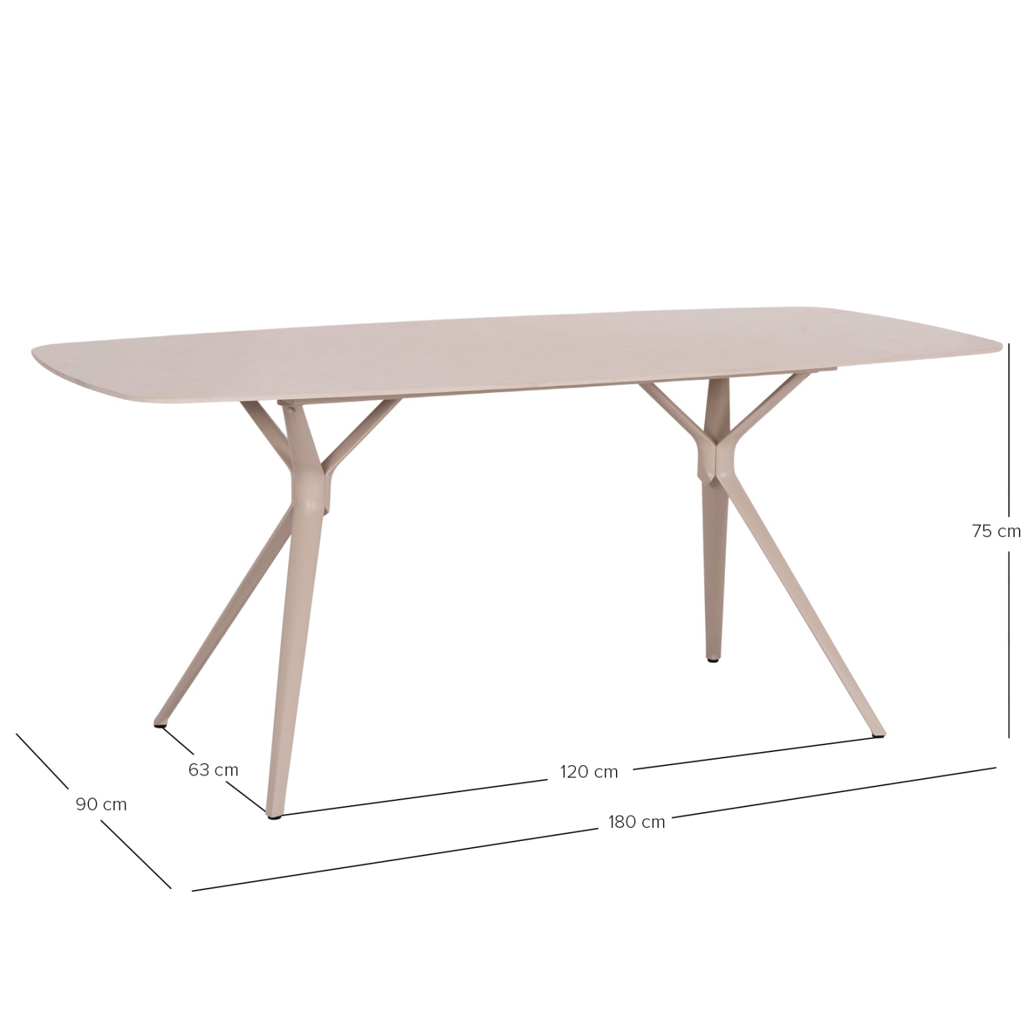 Трапезна маса Пиенца крем алуминий с плот SINTERED STONE 180x90x75 см