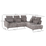 Диван ъглов десен 5-местен MYRON SM3318.01R сив плат 290x110-225x110 с
