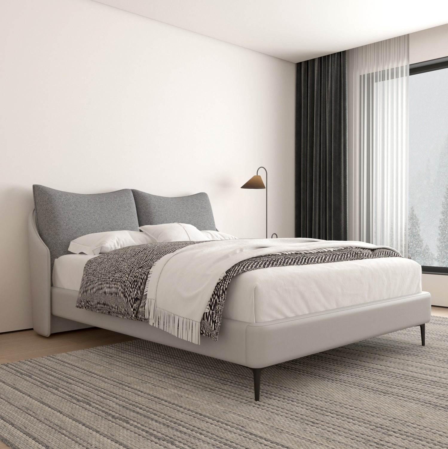 Детско легло Камео сив плат & PVC за матрак 160x200см
