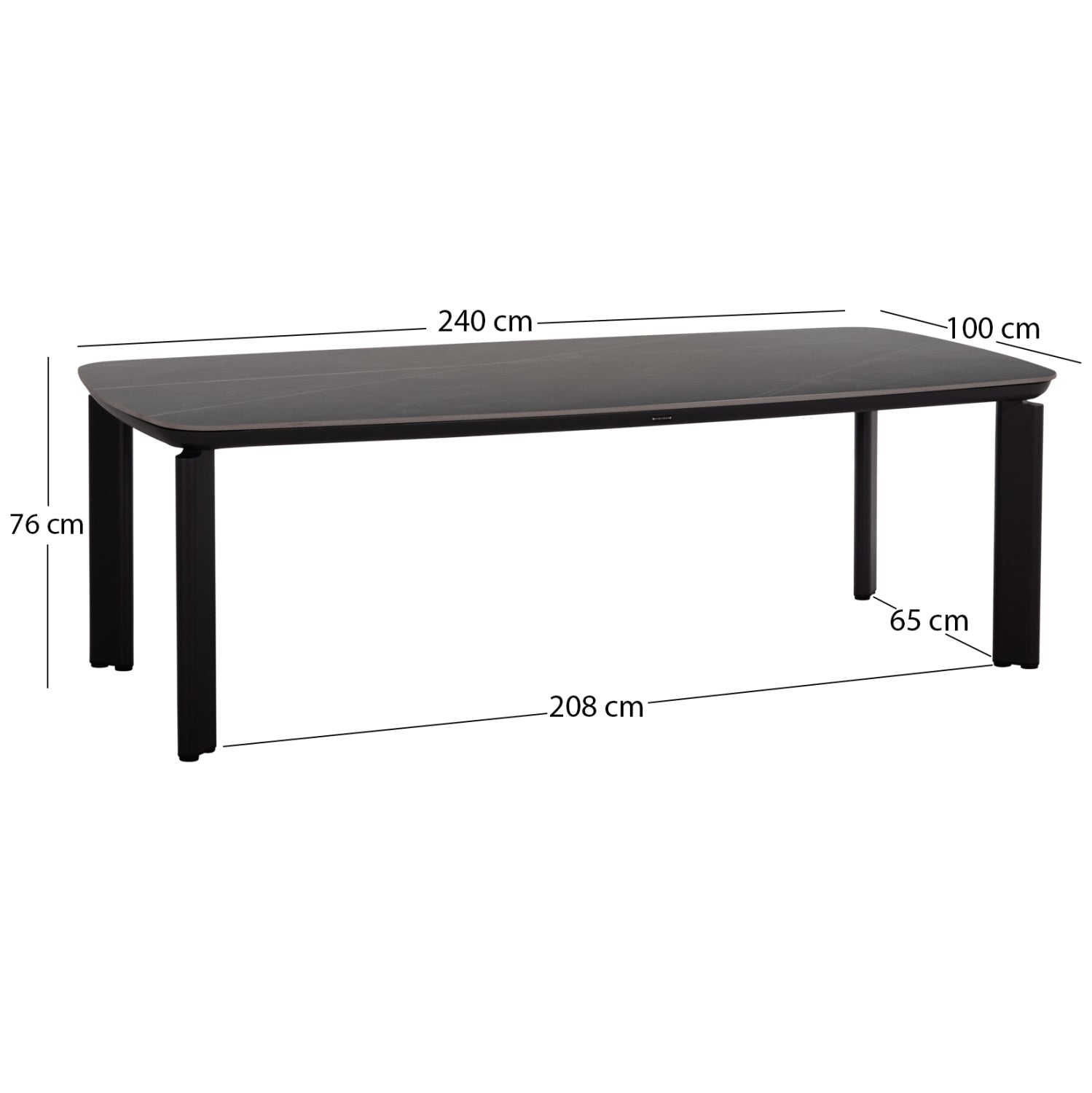 Трапезна маса Монтепулчиано тъмно сиво алуминий & плот Sintered Stone 240x10
