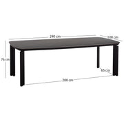 Трапезна маса Монтепулчиано тъмно сиво алуминий & плот Sintered Stone 240x10