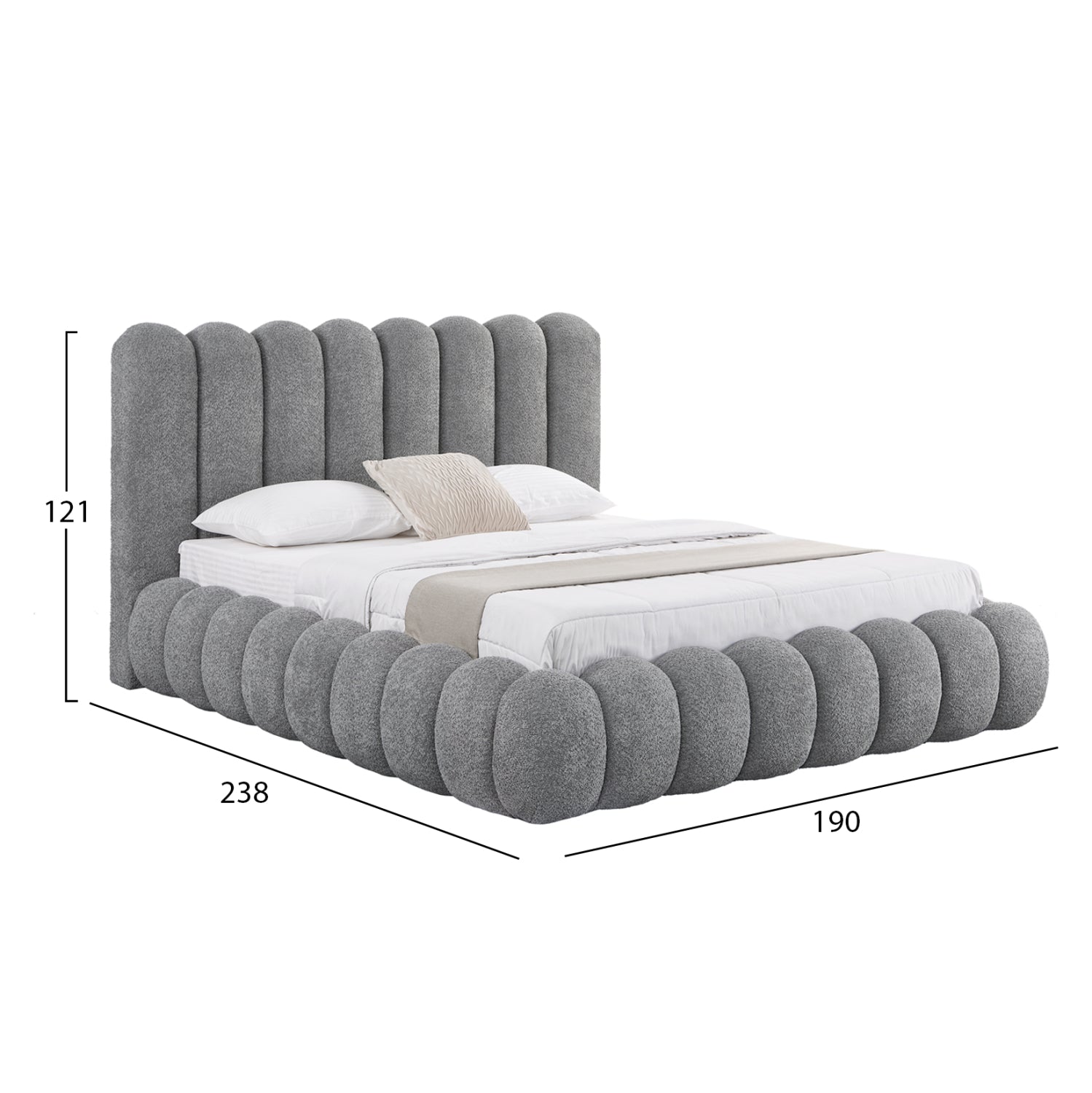 Двойно легло с ракла BUBBLE сив Chenille плат за матрак 160x200