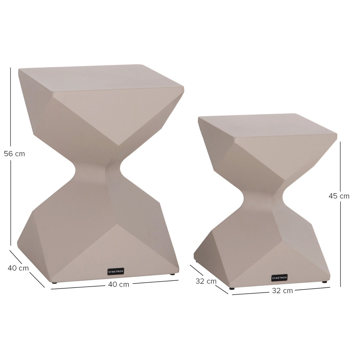 Комплект помощни масички Бунгало алуминий беж 40x40 и 32x32 см