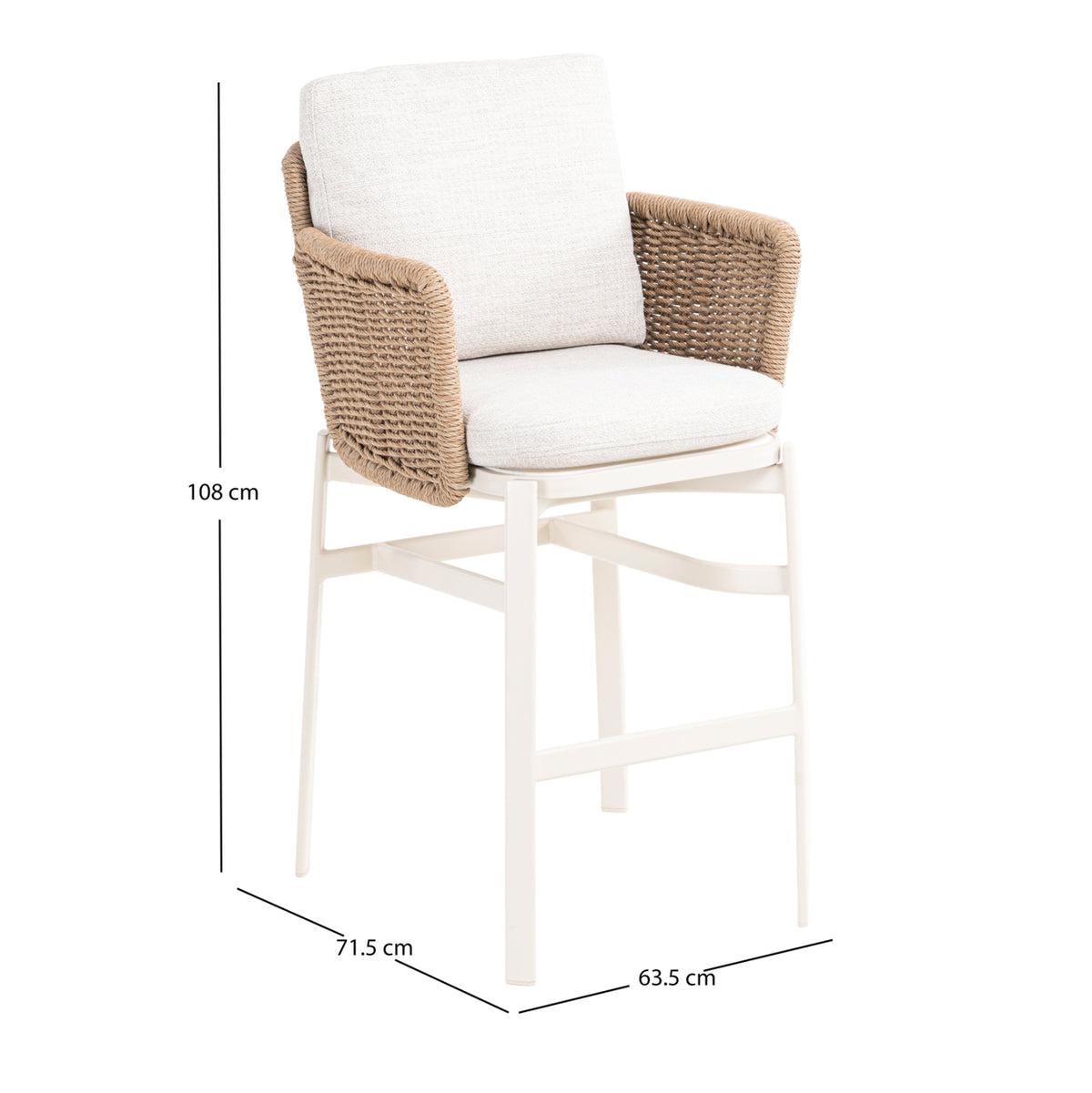 Бар стол серия DESTINY екрю алуминий-беж WICKER 71.5x63.5x108
