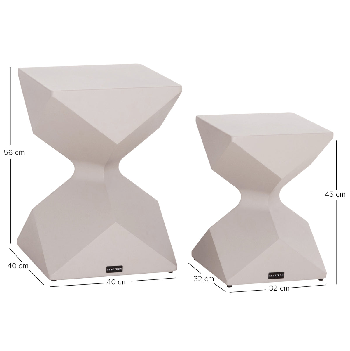 Сет помощни масички Бунгало алуминий крем 40x40 и 32x32 см