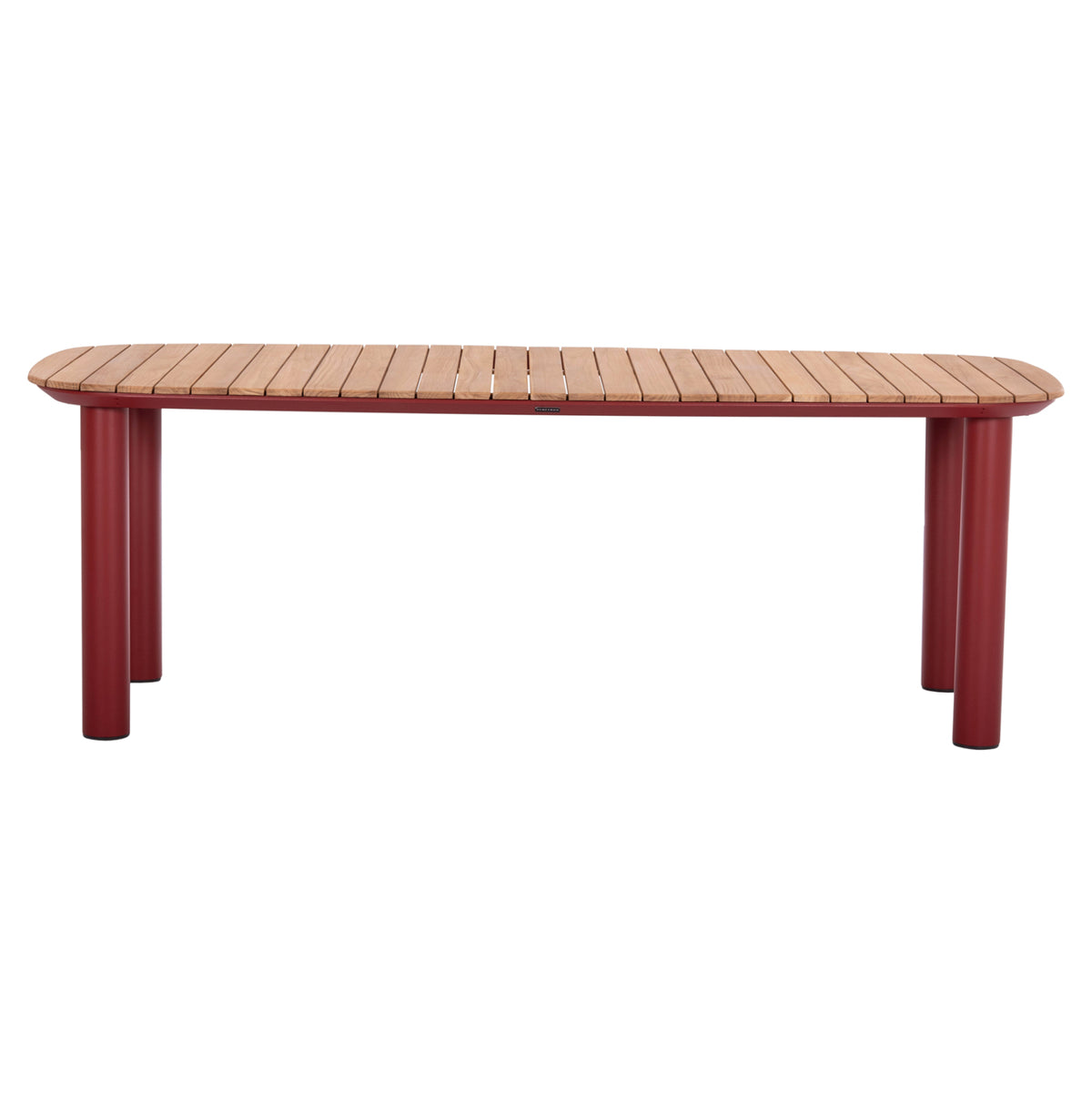 Трапезна маса Кортона червен алуминий-дърво teak 220x100x75