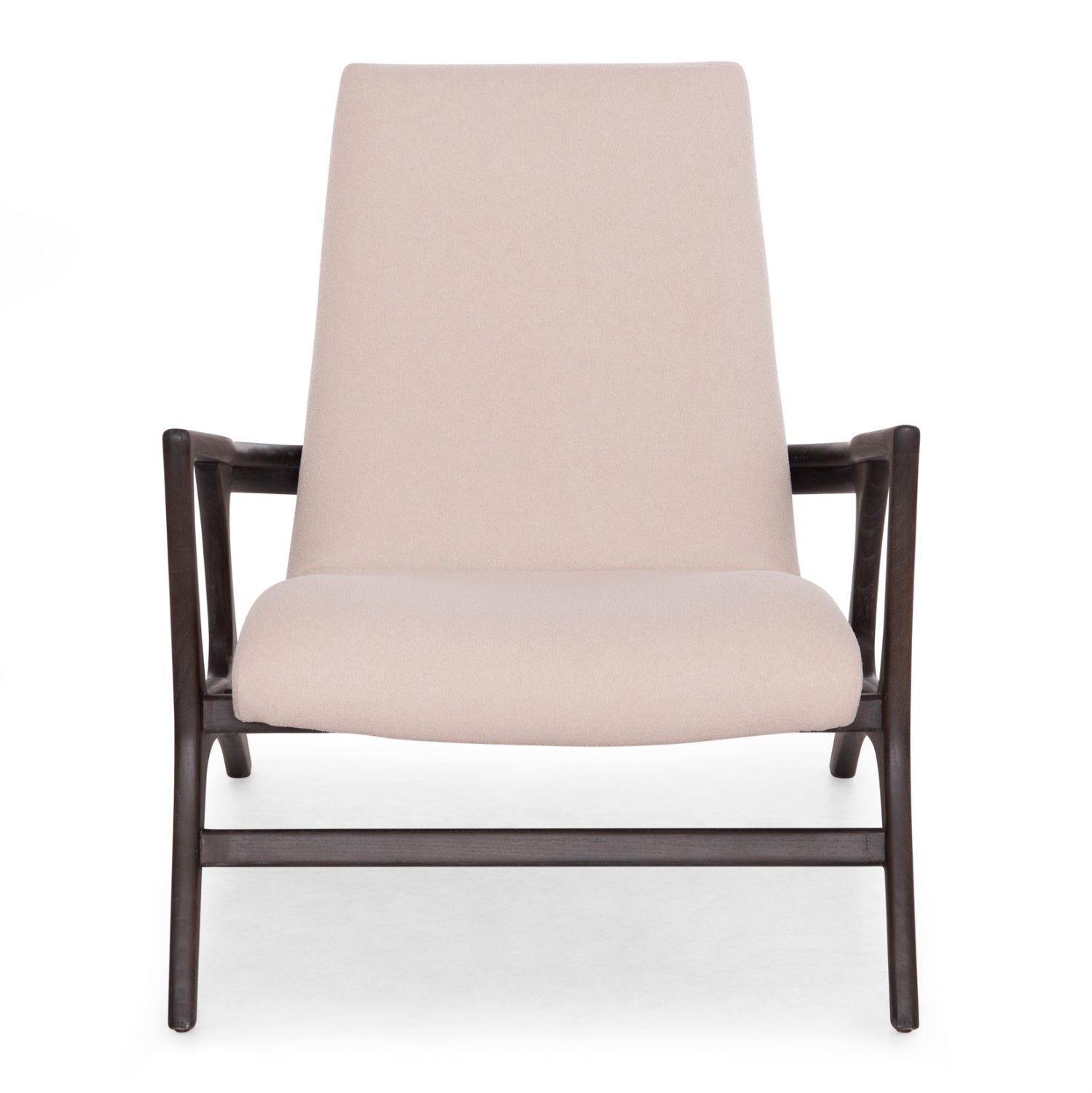 Полутрапезна фотьойл Lounge Arya, дърво teak, черно-екрю букле, 92x80x