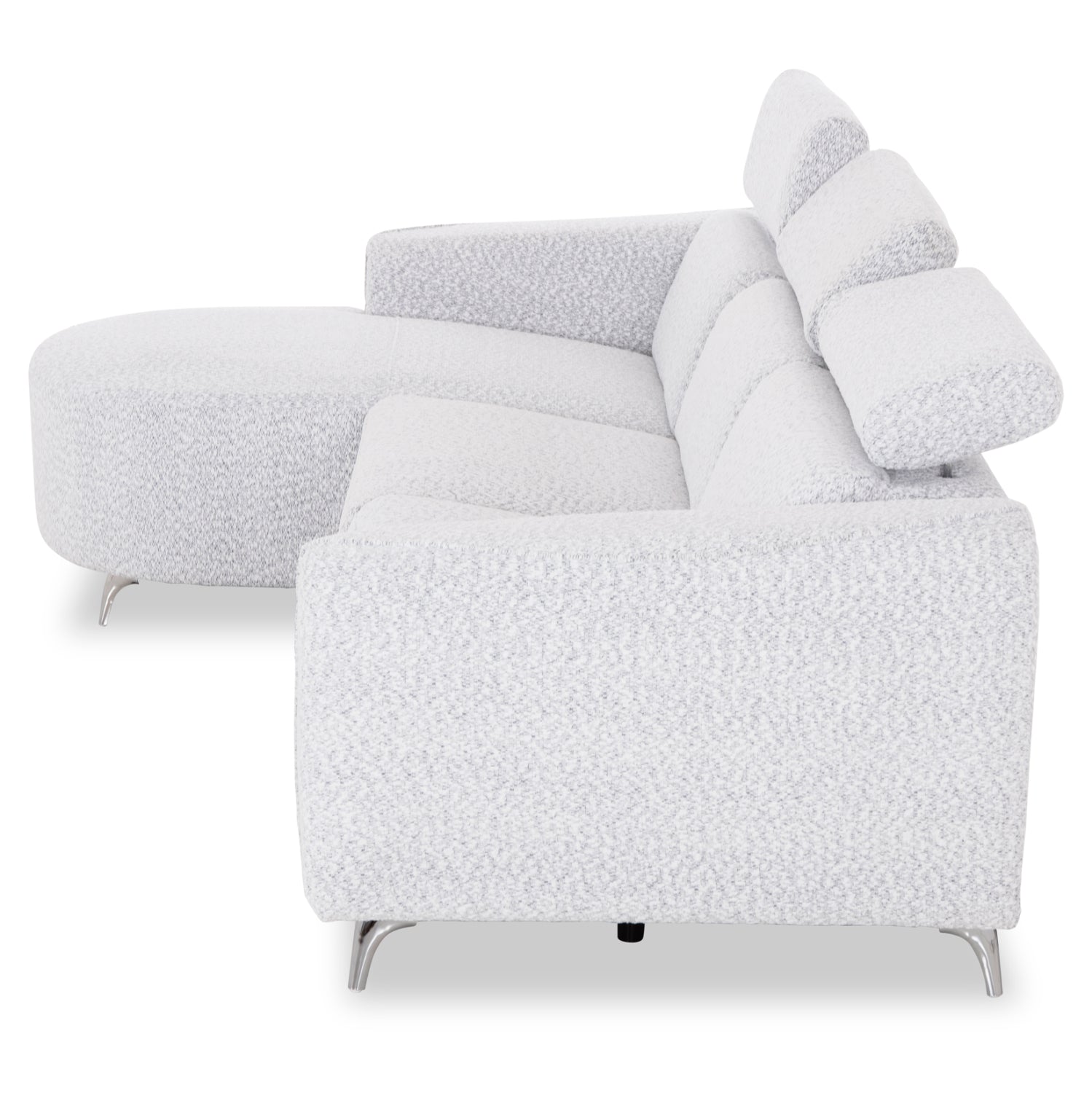 Диван лява ъглова 3-местен с релакс Корвара светлосив плат 275x160x104