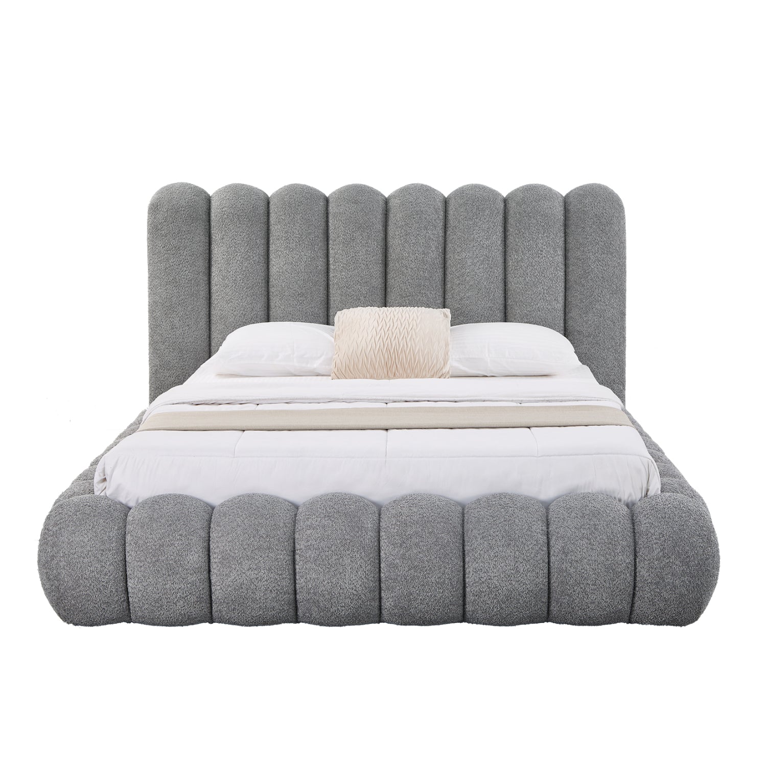 Двойно легло с ракла BUBBLE сив Chenille плат за матрак 160x200