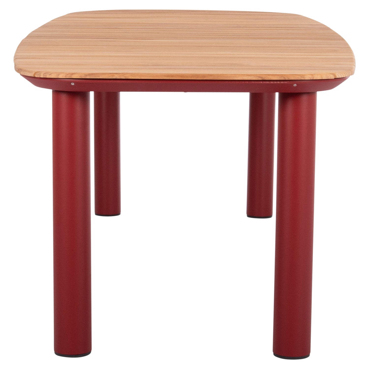 Трапезна маса Кортона червен алуминий-дърво teak 220x100x75