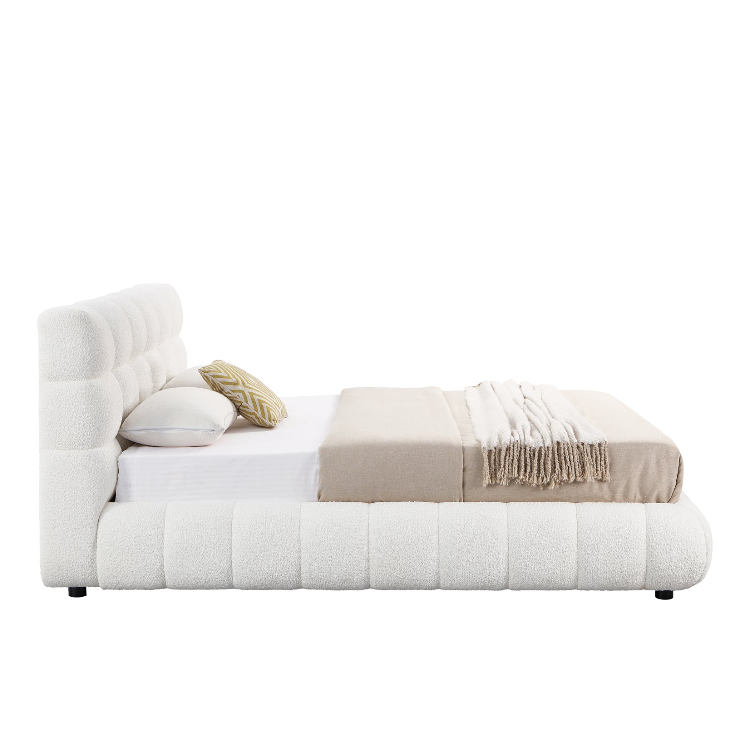 Двойно легло с ракла BUBBLE бял Chenille плат - матрак 160x200 см