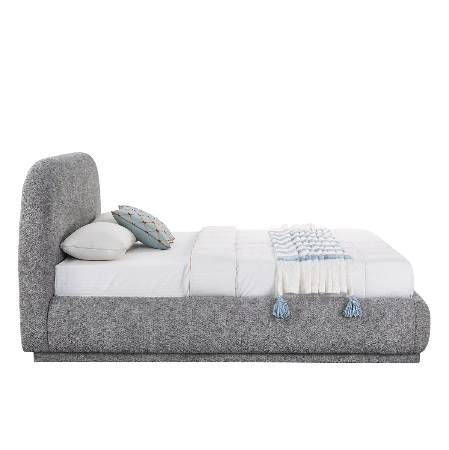 Двойно легло с ракла NOCTIS сив Chenille плат - матрак 160x200 см