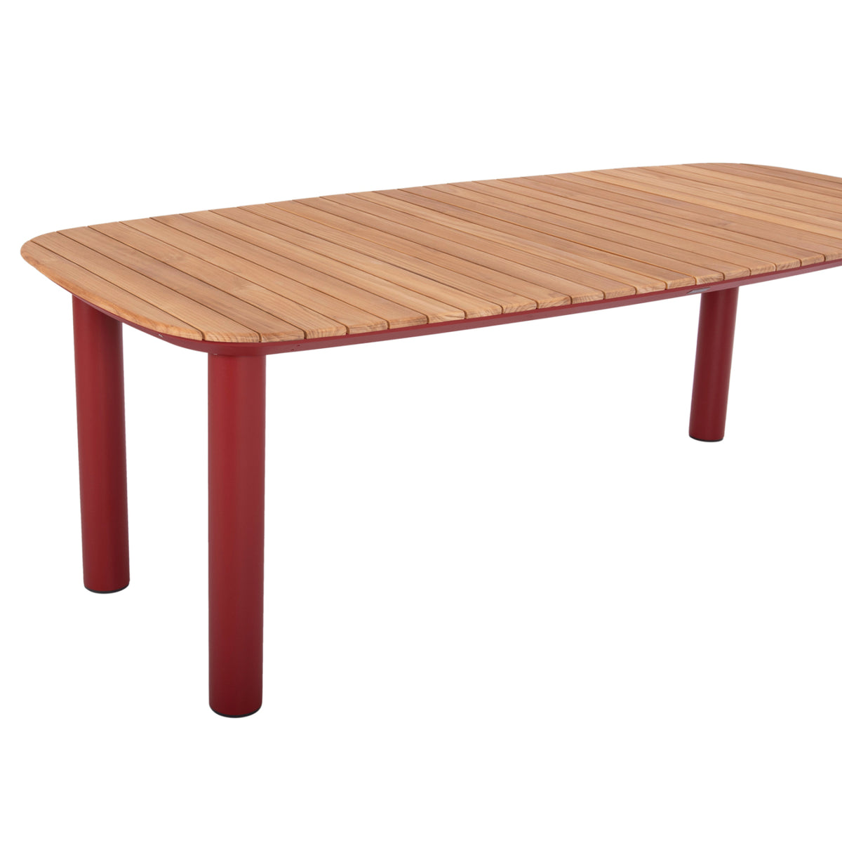 Трапезна маса Кортона червен алуминий-дърво teak 220x100x75