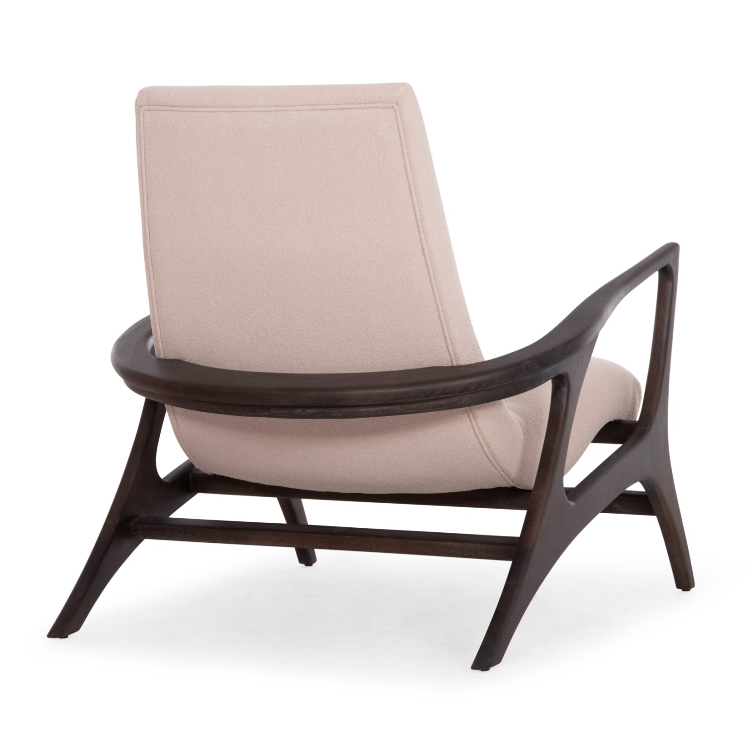 Полутрапезна фотьойл Lounge Arya, дърво teak, черно-екрю букле, 92x80x
