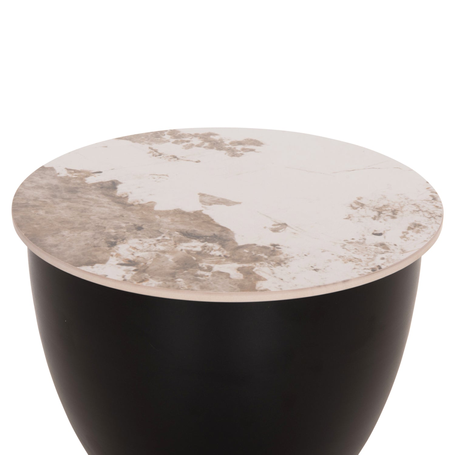 Холна маса ERIDANO черен метал-SINTERED STONE PANDORA Ф48x45см