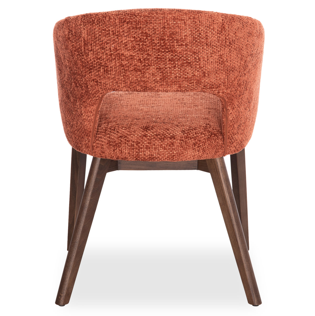Трапезен стол EMPIRE с оранжева тапицерия и крака от орех 55x54x78 см