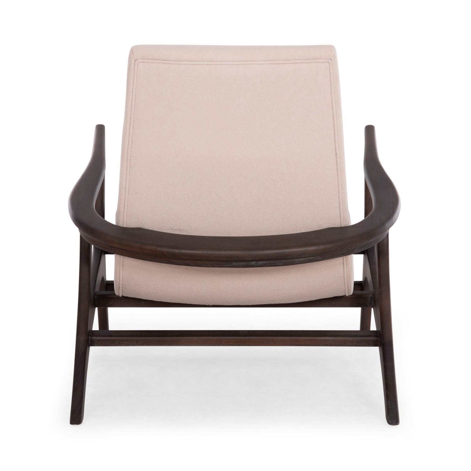 Полутрапезна фотьойл Lounge Arya, дърво teak, черно-екрю букле, 92x80x