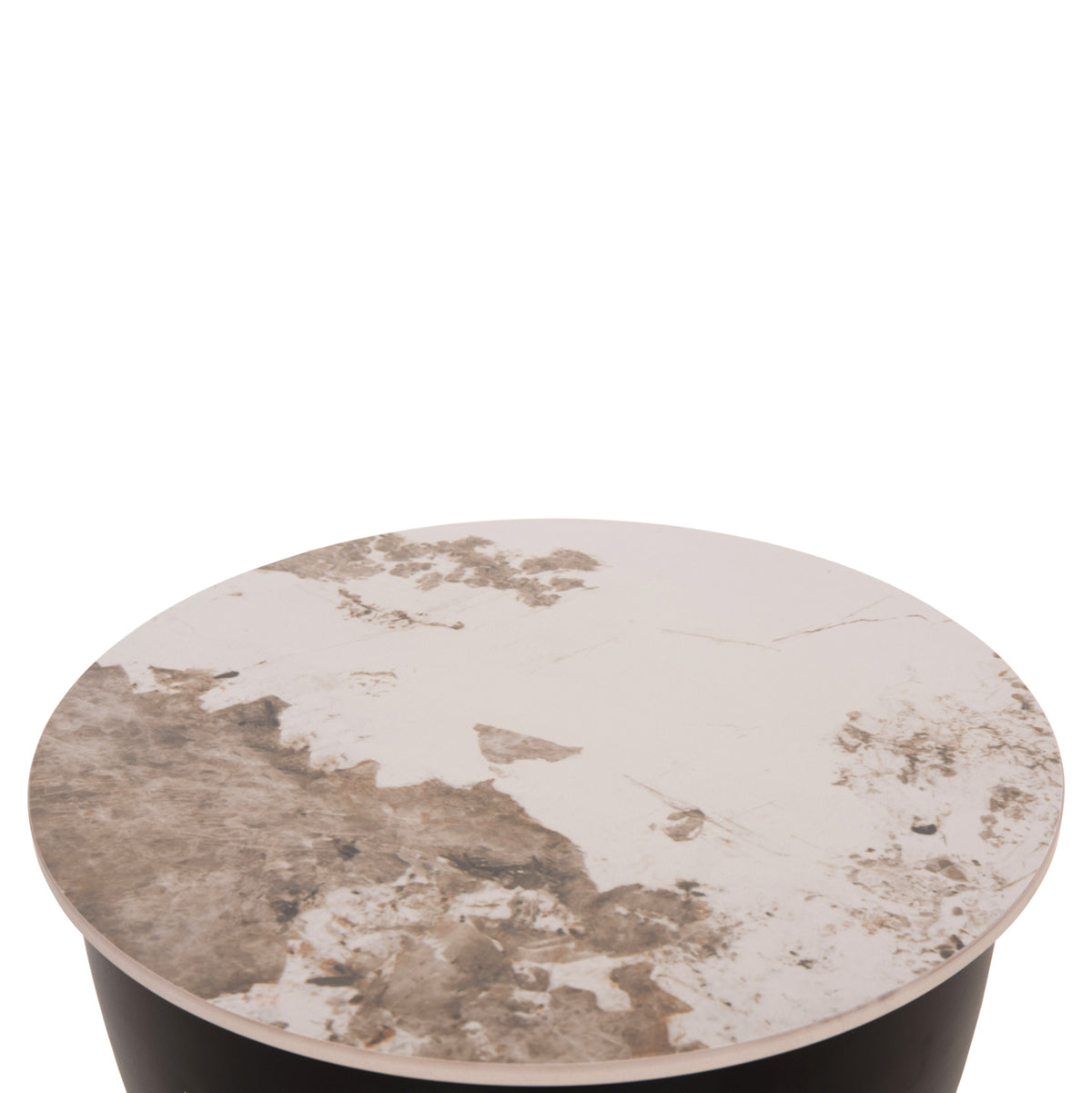 Холна маса ERIDANO черен метал-SINTERED STONE PANDORA Ф48x45см