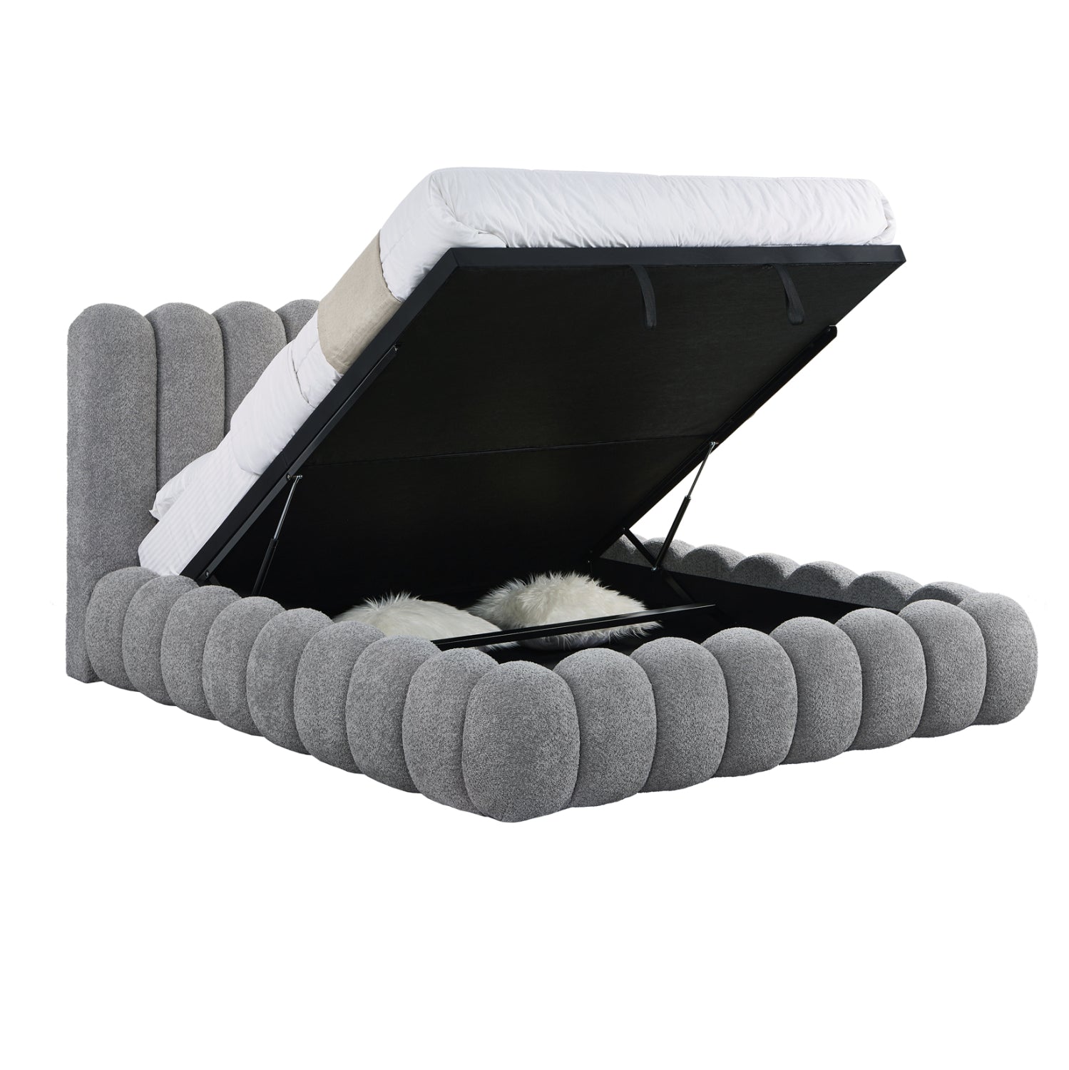 Двойно легло с ракла BUBBLE сив Chenille плат за матрак 160x200