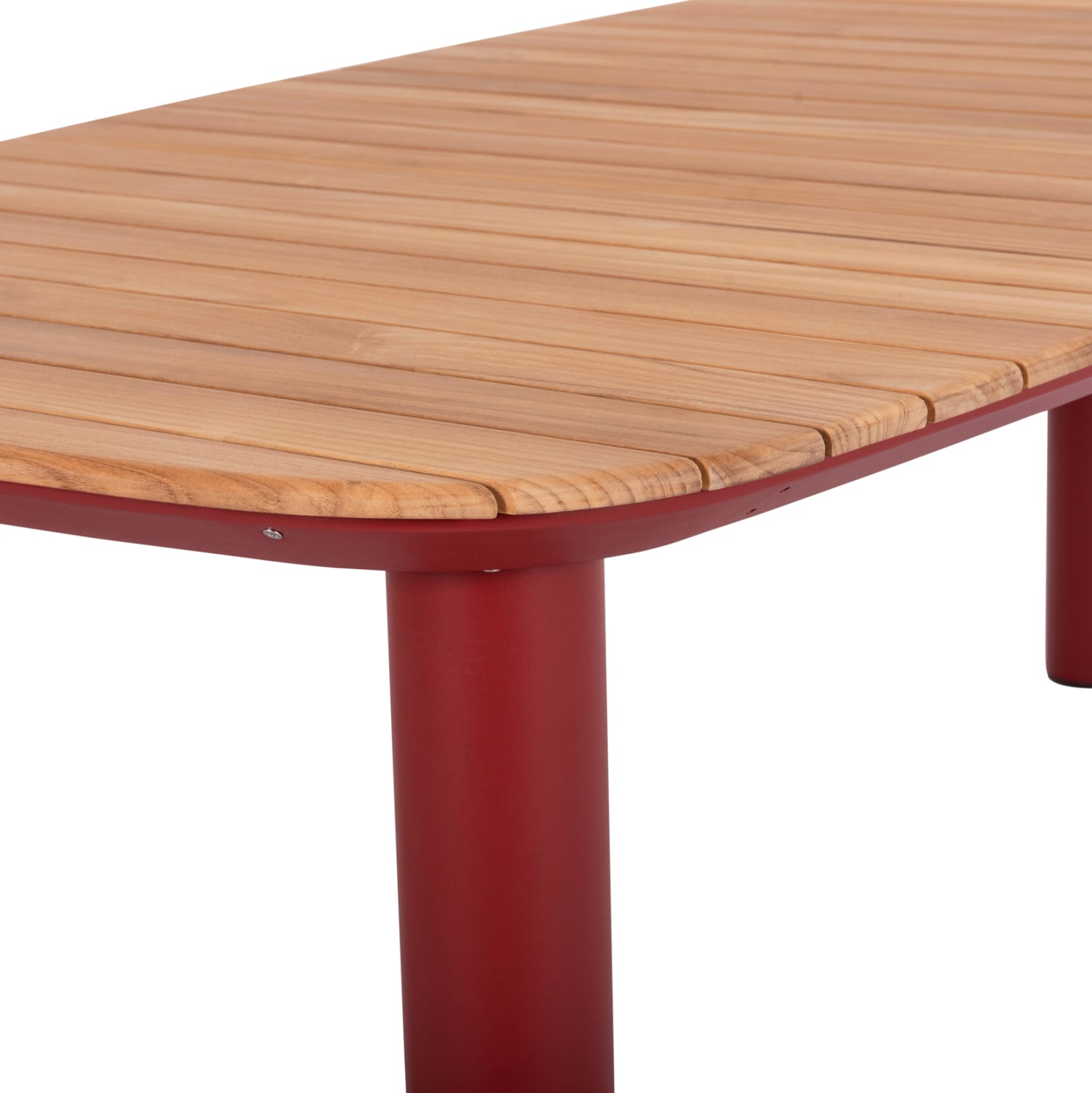 Трапезна маса Кортона червен алуминий-дърво teak 220x100x75