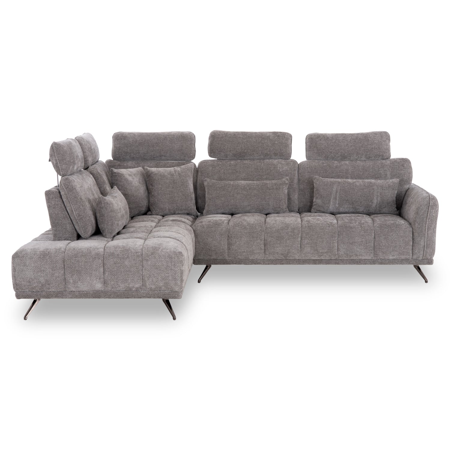 Диван лява ъглова 5-местен MYRON SM3318.01L сив плат 290x110-225x110 с