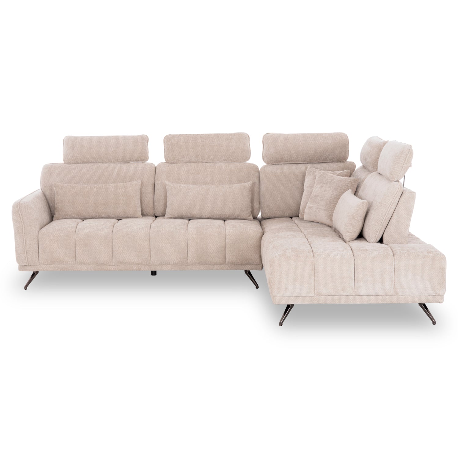 Диван ъглов десен 5-местен MYRON SM3318.02R екрю плат 290x110-225x110