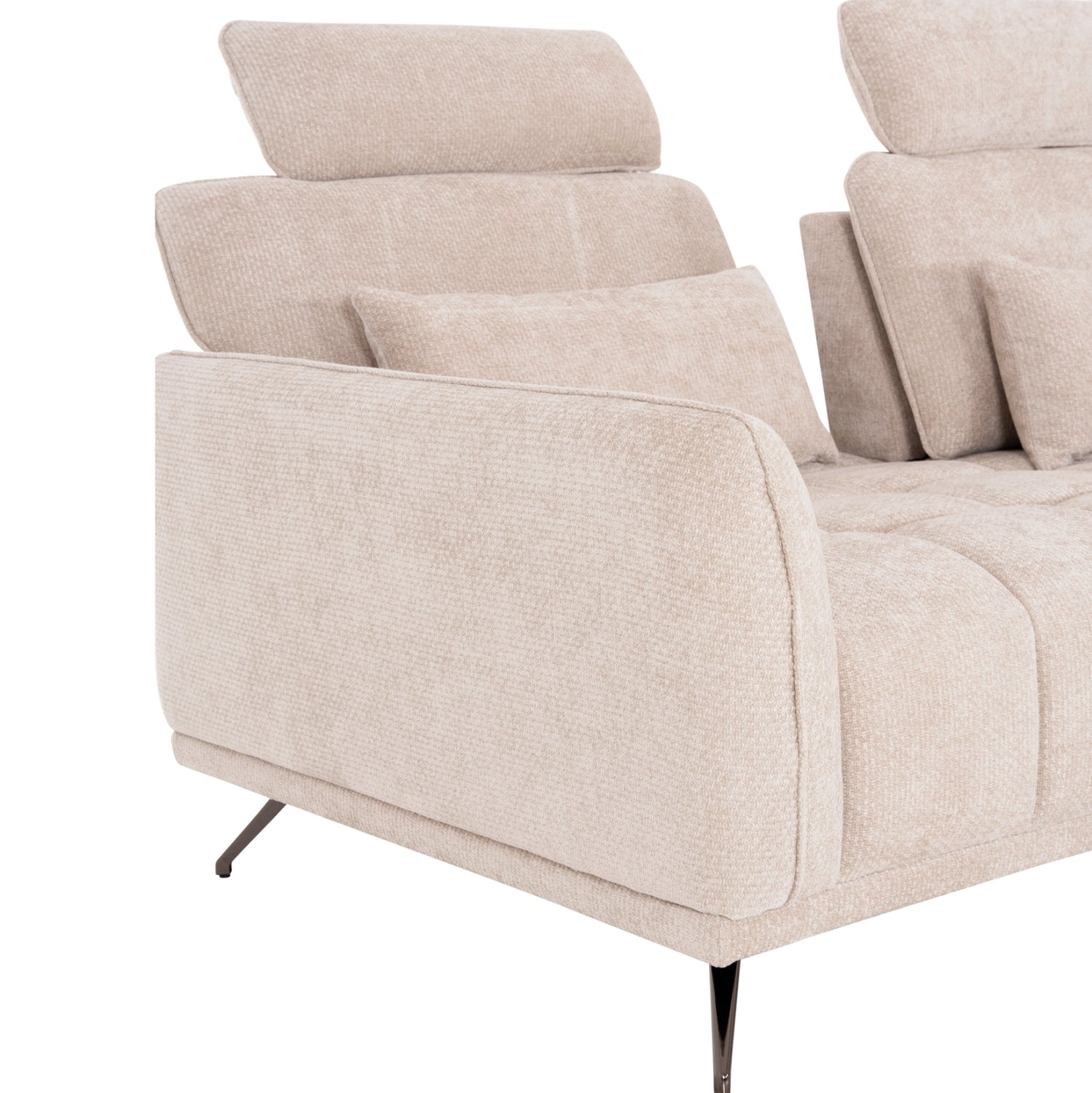 Диван ъглов десен 5-местен MYRON SM3318.02R екрю плат 290x110-225x110