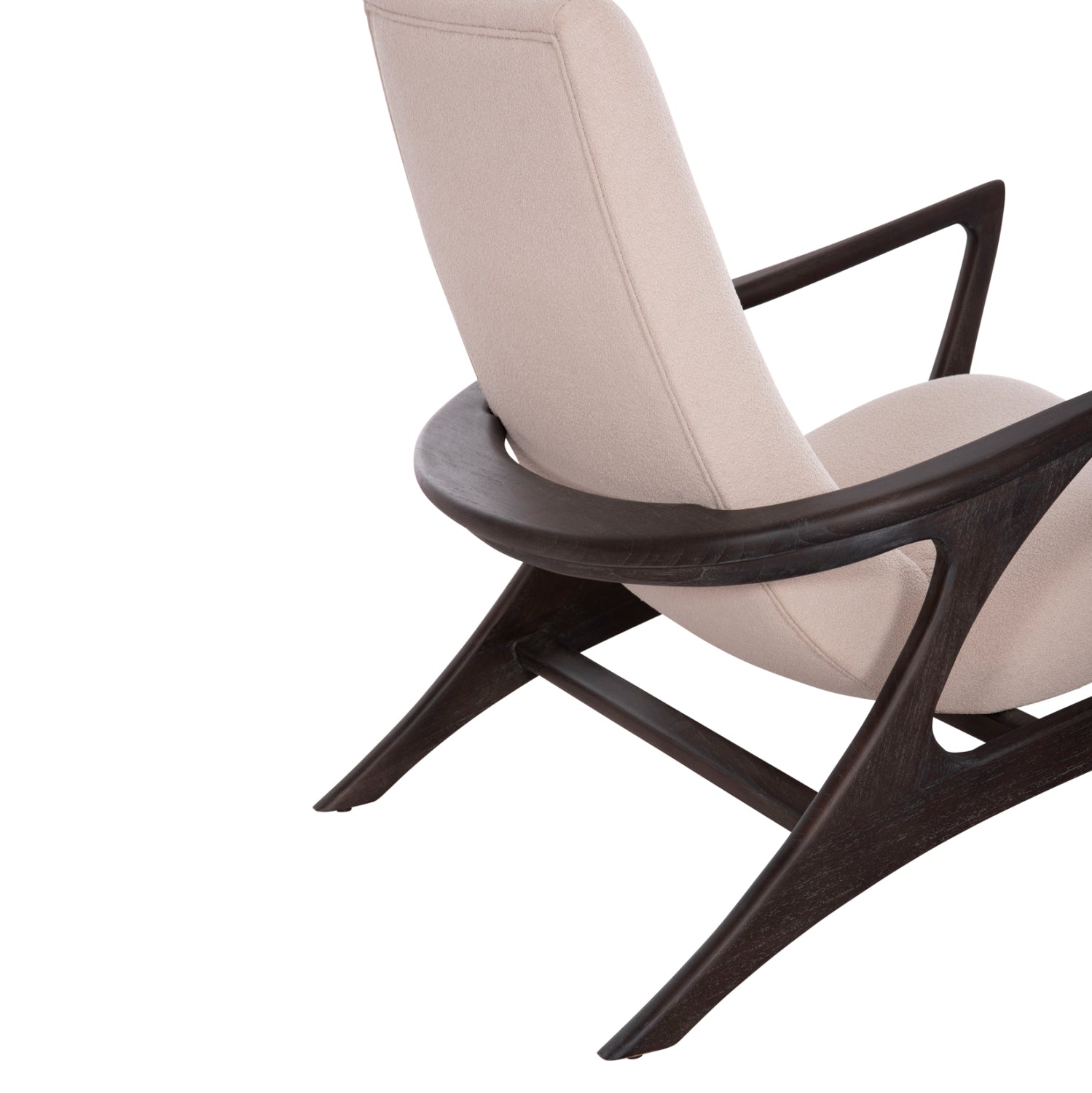 Полутрапезна фотьойл Lounge Arya, дърво teak, черно-екрю букле, 92x80x