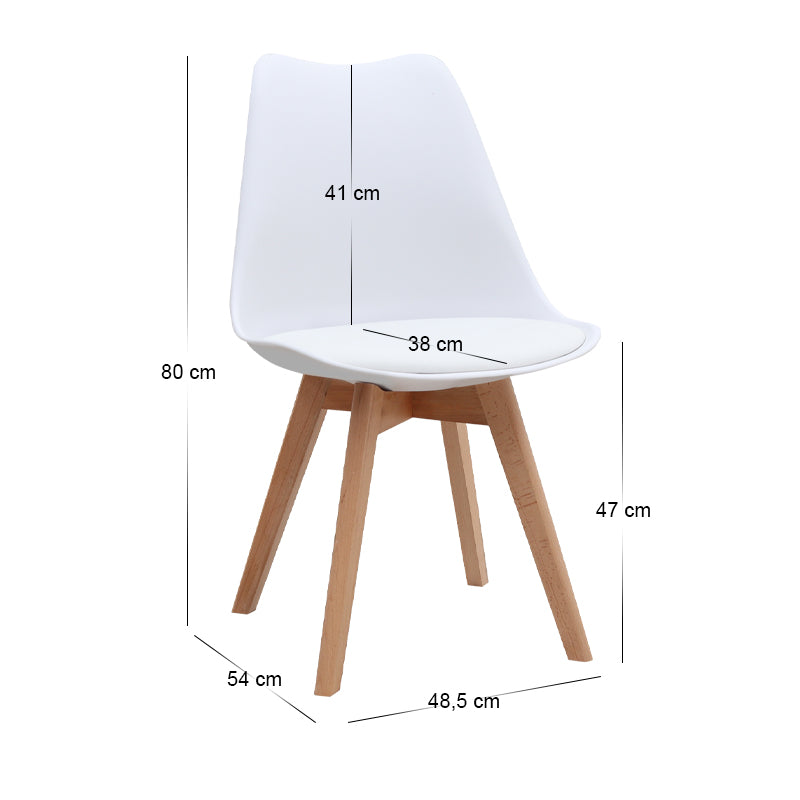 Viva PP Трапезен стол от PU в бял цвят 48.5x54x80cm.