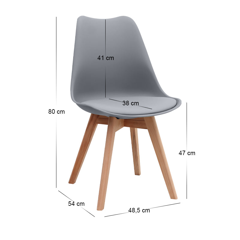 Viva PP Трапезен стол от PU в сив цвят 48.5x54x80cm.