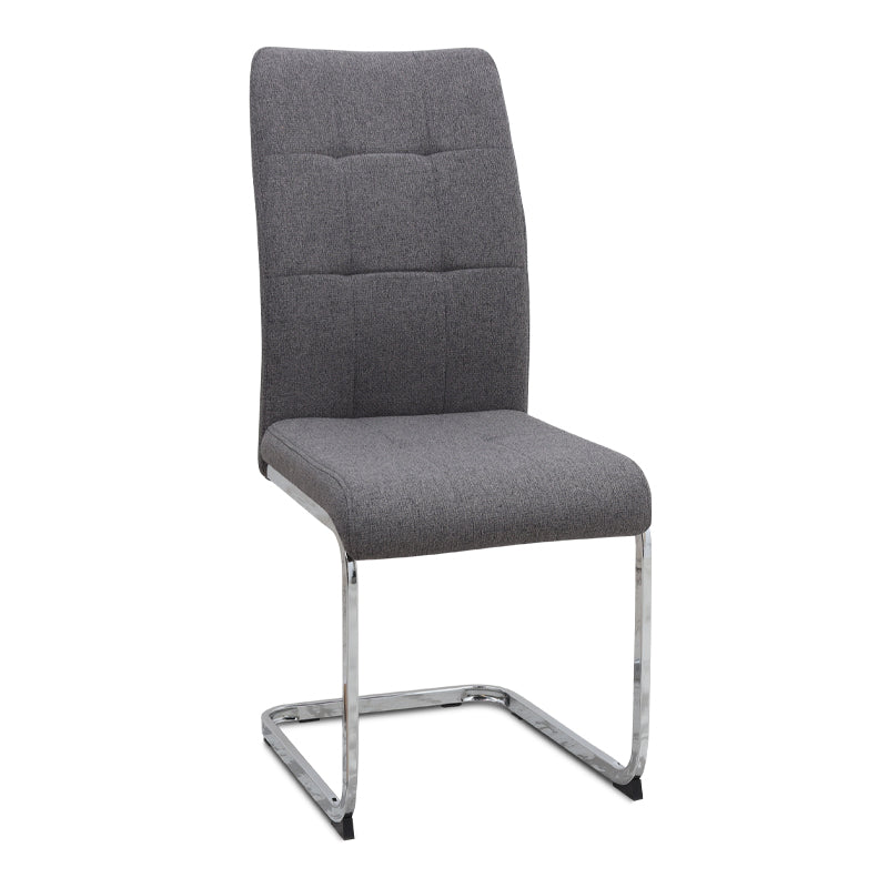 Laura платнена трапезна стол в сив цвят с хромирана метална основа 42x58x98cm.
