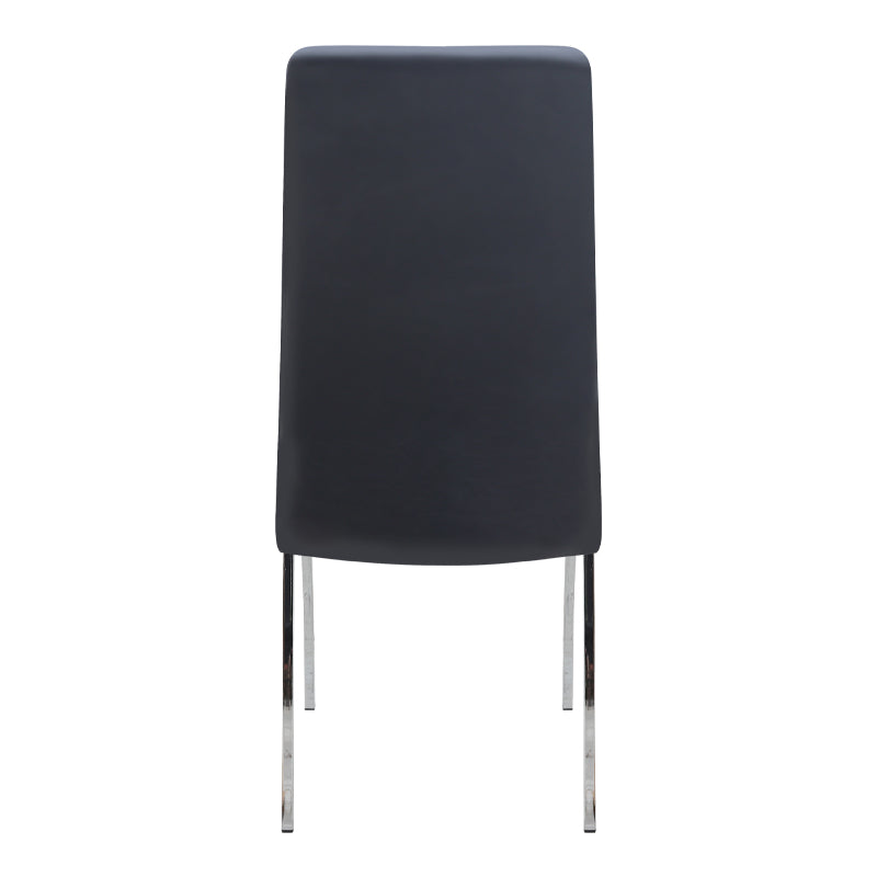 Трапезен стол Alma от PU кожа в черен цвят с метални хромирани крака 42x53x97cm.