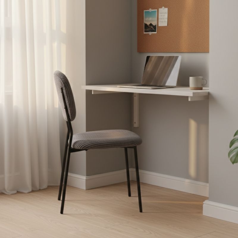 Kevin платнена трапезна стол в сив цвят с черни метални крака 48x51x87cm.