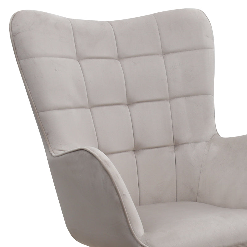 Велюрна фотьойлка Lily с табуретка в бежов цвят 70x62x98cm.