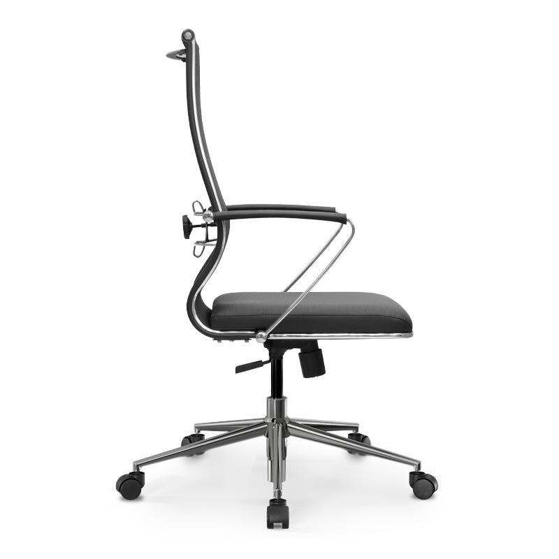 Ергономичен офис стол B2-163K с Mesh и PU кожа черен 58x70x103/117см.