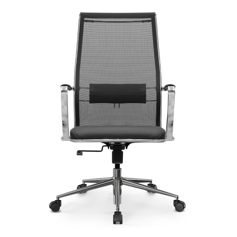 Ергономичен офис стол B2-163K с Mesh и PU кожа черен 58x70x103/117см.