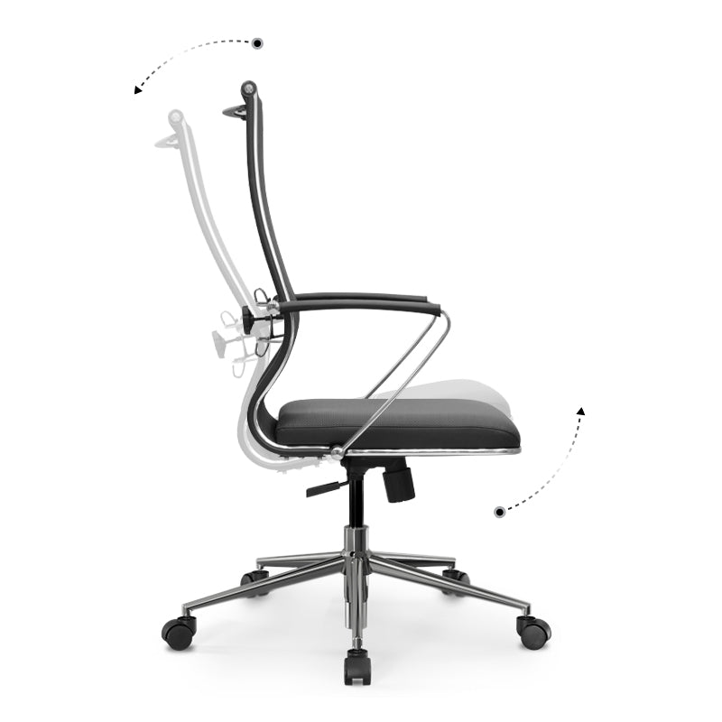 Ергономичен офис стол B2-163K с Mesh и PU кожа черен 58x70x103/117см.
