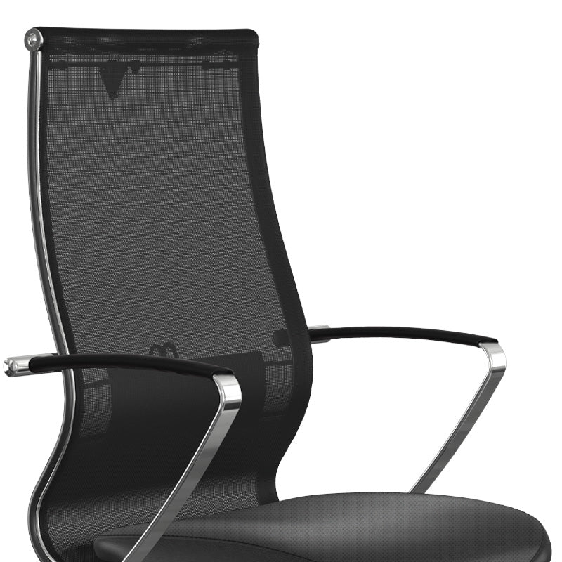 Ергономичен офис стол B2-163K с Mesh и PU кожа черен 58x70x103/117см.