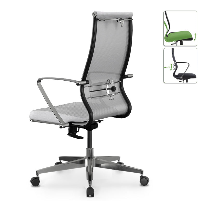 Ергономичен офис стол B2-163K с Mesh и PU кожа бял 58x70x103/117см.